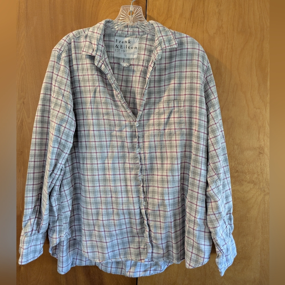 Frank & Eileen Men's Casual Plaid Shirt - Gray and Pink